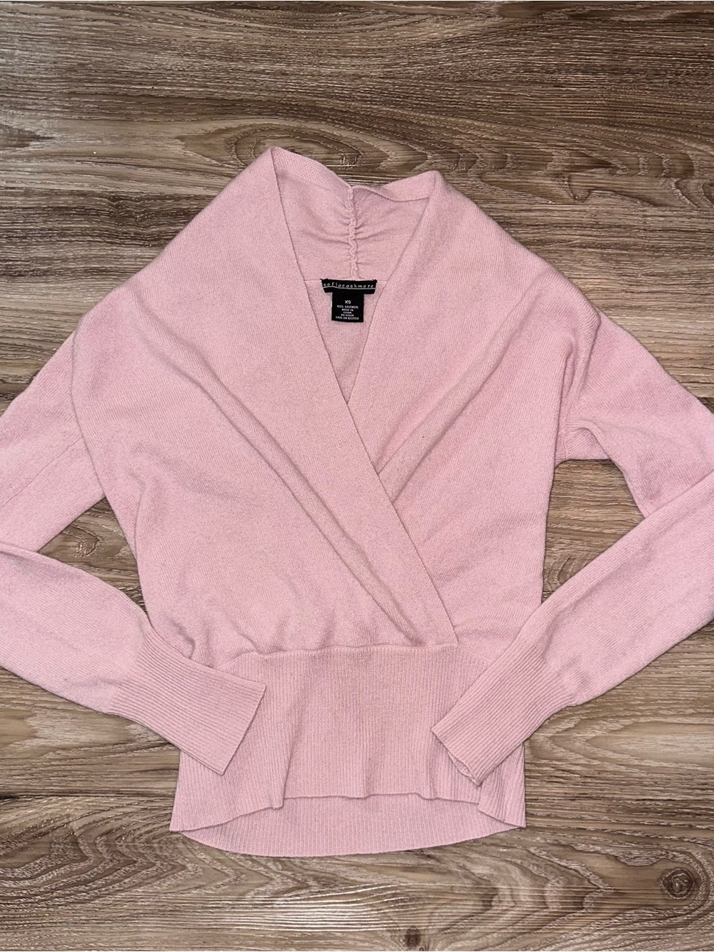Sofia Cashmere Pink Wrap-Front Women's Sweater size XS